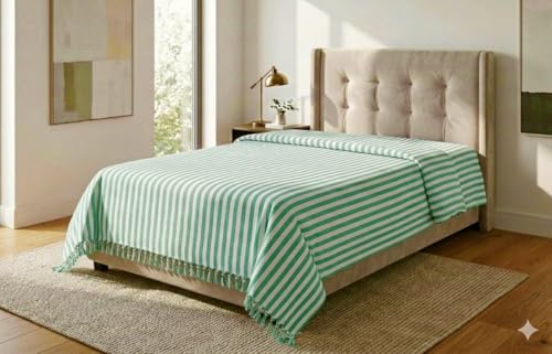Image of Khadi Handloom Handmade 210TC Single Bed Sheet Cotton 7.5X5 feet Superfine Premium Cotton bedsheet Single Bed Single Pack