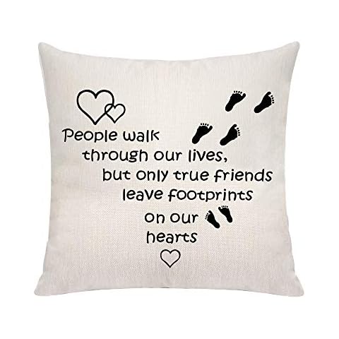 VAVSU Friendship Gifts to Best Friends for Christmas Birthday Graduation People Walk Through Our Lives But Only True Friends Leave Footprints on Our Heart Throw Pillow Cases Cushion Covers Cover