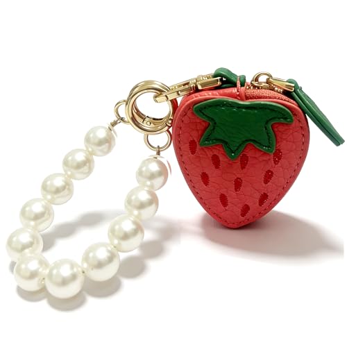 Abuyall Coin Purse For Women Small Change Pouch Vintage Cute Beaded Japanese Bag (Strawberry-pearl)