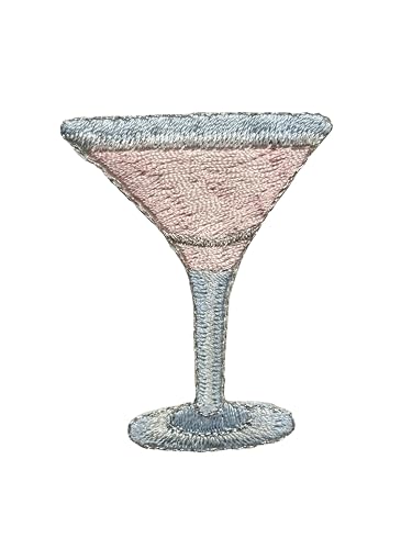 ETDesign #E04471 Margarita Tequila Cocktail Glass/Wine Glass, Martini Embroidery Iron On Applique Patch-1.75