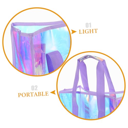 FRCOLOR Large Capacity Beach Bag for Women Straw Beach Tote Bag Iridescent Pool Storage Coastal Tote Travel Pouch Summer Outings Accessory3