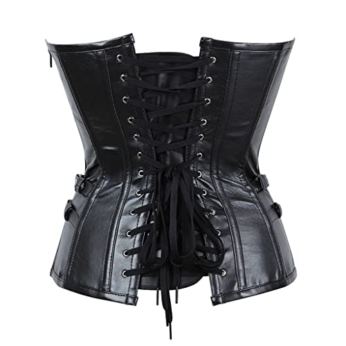 Corset corps pour dames en cuir premium avec baleines d'acier style palais - 4