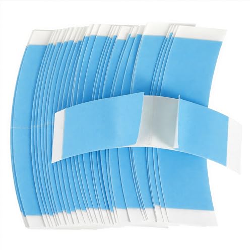 36 Stück Doppelseitiges Klebeband für Perücken, Blau Wig Glue Tape, Perücken Kleber, Tape Kleber Extensions, Extra Stark Unsichtbar Wasserdicht Für Haarteile Toupets Haarverlängerungen (Blau)(1/2)