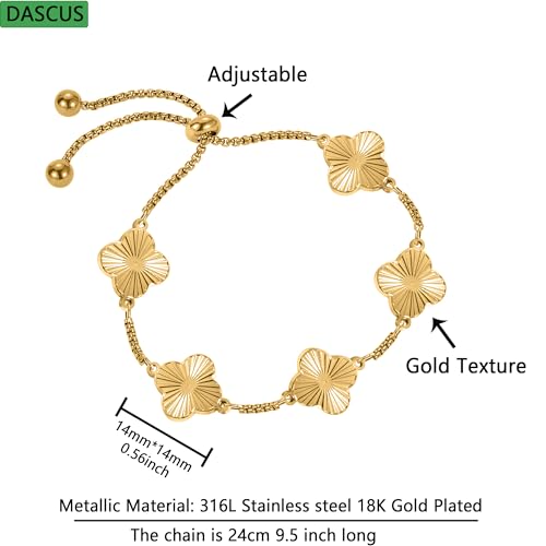 Clover Bracelet For Women 18K Gold Plated White/Black/Gold Flower Four Leaf Clover Bracelets Trendy Adjustable Jewelry Luky Gifts for Women3