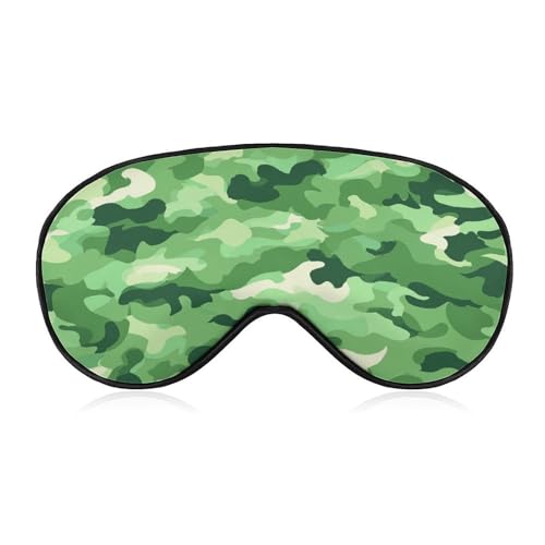 Máscara para dormir con patrón de camuflaje verde para mujeres y hombres, correa ajustable, cubierta de ojos vendados para viajes, yoga, siesta, trabajo