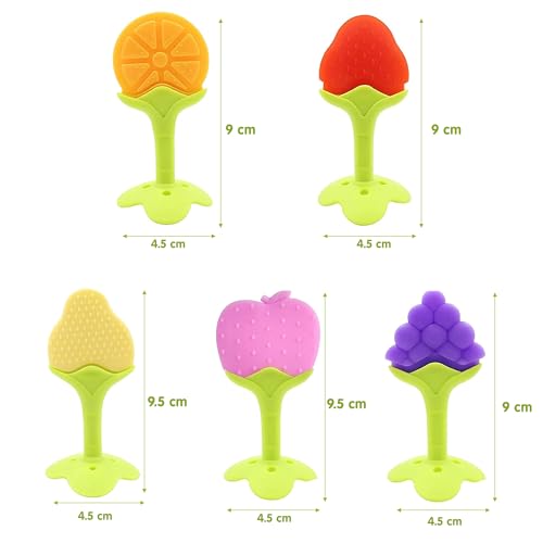 Image of Fruit Shaped Teethers for Babies 6+ Months, BPA-Free Silicone Teething Toy for Infants, Natural Organic Freezer Safe & Soft Toys for Toddlers|Ideal Gift for Baby Girls & Boys | Set of 5