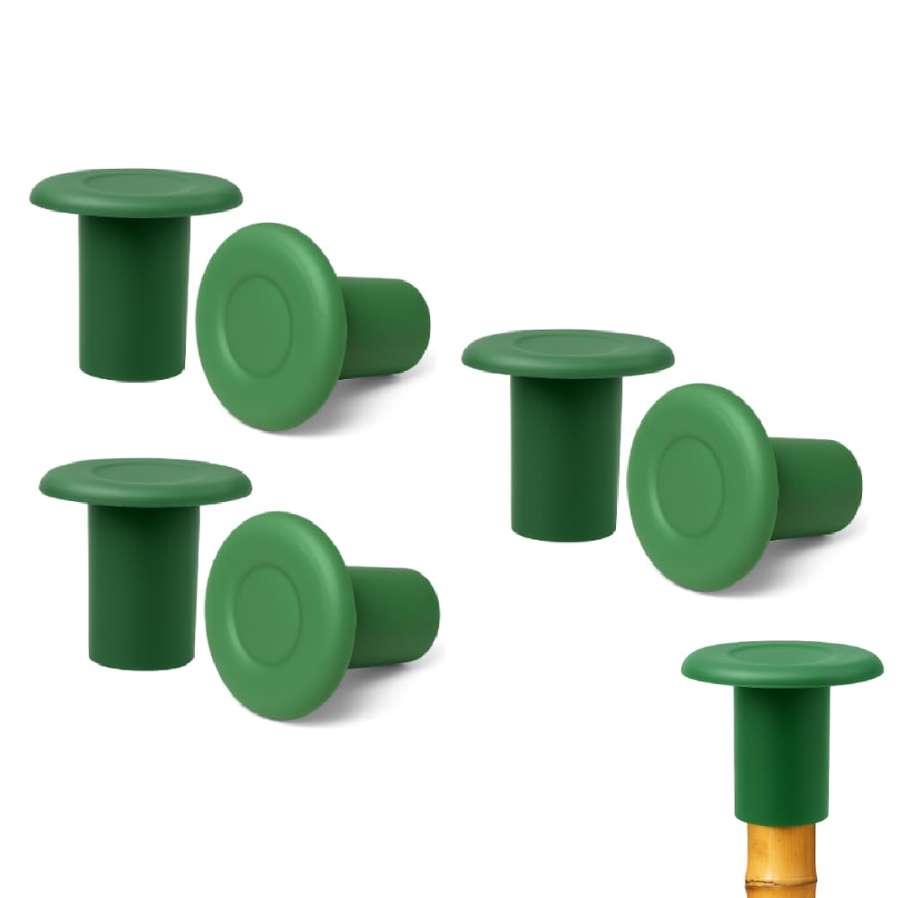 SISI UK Garden Cane Safety Caps – Soft Rubber End Protectors for Bamboo Plant Stakes – Flexible Weatherproof Covers for Plant Support Canes (Pack of 6)