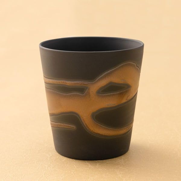 Made in Japan Ceramic Rock Cup Pair – 2×12oz Gold & Silver Swirl Design by Shigemichi Tabata | Handcrafted, Dishwasher Safe | Wooden Gift Boxed | Wedding, Birthday, Holiday Gift