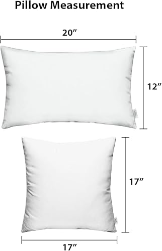 Miniatura 3 de RSH Décor - Juego de 4 almohadas cuadradas y lumbares para interiores y exteriores, resistentes a la intemperie, (2 - 17 x 17 pulgadas y 2 - 20 x 12