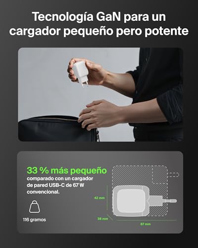Miniatura 3 de Belkin BoostCharge Pro Cargador USB C de 2 Puertos 67W, Carga Rápida