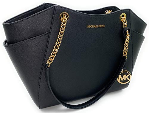 Bolsa Michael Kors Tote Chain Couro com Metais Dourados Cor: Preto