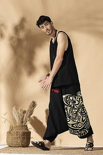Image of The Veshti Company Printed Harem Pants for Men's Cotton Hippie Style Baggy Boho Yoga Pajama Pant with Pocket