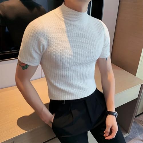 Men Short Sleeve Knitted Sweater Men's Short Sleeve Crew Neck Sweater2