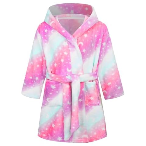 FILOWA Kids Hooded Flannel Bathrobe Cover