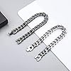 flintronic Mens Silver Bracelets,10mm Men's Strong Antique Silver Bracelet ,Fashion Retro 21cm Titanium Steel Simple Six-sided Flat Denim Bracelet #4