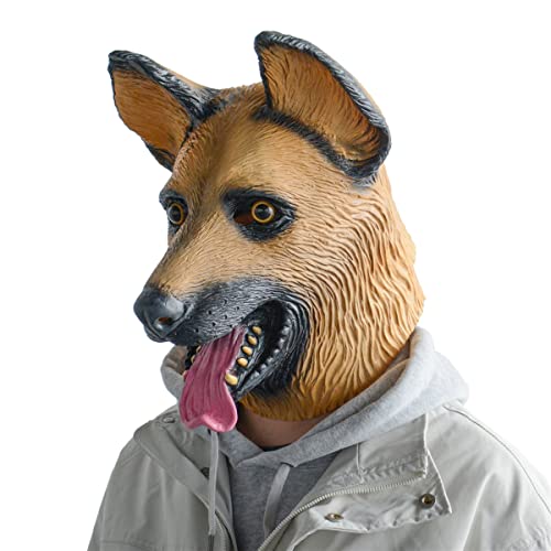Voyiparty Dog Head Mask Halloween Party Dog Costume Masks Mask Super Bowl Underdog Costume Latex Animal Head Mask (German Shepherd) #TOP2