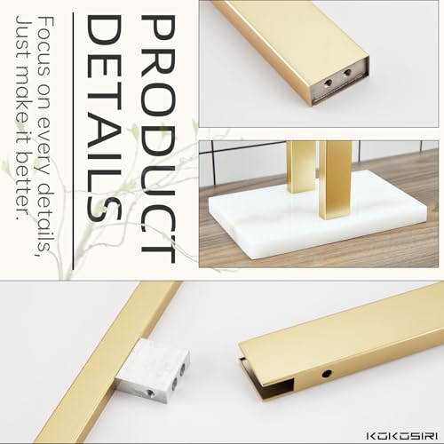 Image of KOKOSIRI Hand Towel Bars Standing Towel Rack with Marble Base for Bathroom Kitchen Vanity Countertop, Gold Stainless Steel 15.7'' Height THS0001-SM-BG