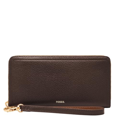 Image of Fossil Women's Logan Leather RFID-Blocking Zip Around Clutch Wallet with Wristlet Strap for Women