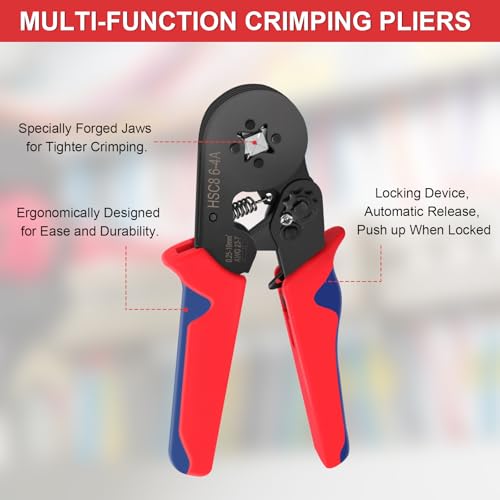TNOMSNO Crimpzange, Crimper Crimpwerkzeug Crimpzangen Selbsteinstellende Crimpzange, Ergonomischer Griff Crimp Tool für AWG23-7/0,25-10mm²