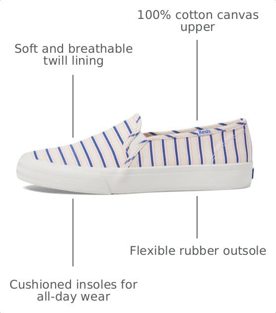 Image of Keds Womens Double Decker Canvas Slip On Sneakers Shoes Casual - Black