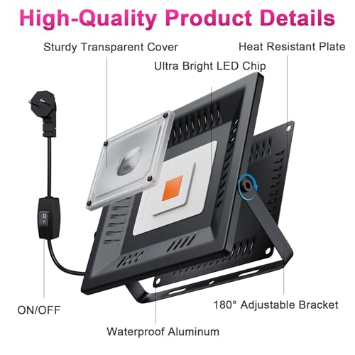 Image of Waterproof Plant Light, 150W Outdoor Grow Lights, Full Spectrum LED Grow Light, Height Adjustable, Silent, Heat Dissipation, for Indoor Outdoor Plant Seedling Growing Blooming Fruiting