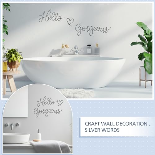 Image of Hicarer Metal Hello Gorgeous Wall Art Minimalist Decor for Bedroom Bathroom Living Room Dressing Room Salon Office Home Decorations Easy to Install Wall Decor(Black,Fashion Style)