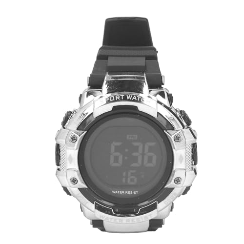 Reloj Digital Koieam, Reloj Deportivo Digital, Pantalla Grande, retroiluminación, Resistente al Agua hasta 5 Bares, Fecha, Alarma, cronógrafo, Reloj de Pulsera para Hombre, para (Plata)