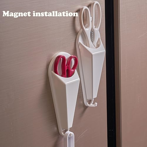 4PCS Magnetic Scissor Holder for Fridge, Never Lose Scissors! Kitchen & Office Storage Organizer with Drain Hole & Hooks - Additional View
