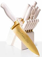 Customizable Off White Handle, Gold Blade & White Block