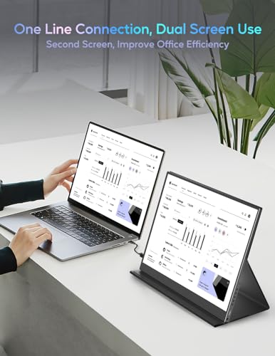 Image of KEEPTIME Portable Monitor 14inch 2K Laptop Monitor USB C HDMI Gaming Ultra-Slim IPS Display Smart Cover & Speakers, 2160 * 1440P Screen for Laptop, HDR External Monitor for Laptop PC Phone Mac Xbox