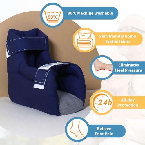 Image of EZ Assitive Heel Protector Sleeves - Open Heel Design for Pressure Relief, Adjustable Straps, Soft & Breathable Fabric, Fits Both Feet (1pc) - Ideal for Bedridden, Elderly & Diabetic Care