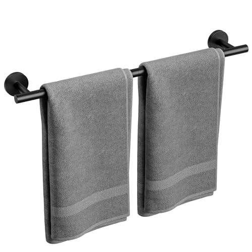 Bubxo Matte Black Towel Bar, 24 Inch Bathroom Towel Rack, Towel Holder Wall Mounted, Thicken SUS304 Stainless Steel Towel Rod Modern Home Decor (Total Length 26-Inch)