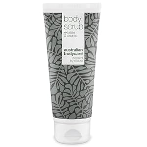 Body Scrub de Australian Bodycare, para hombres y mujeres, 200 ml | Exfoliante con aceite de árbol del té 100% nsatural | Para espinillas en la espalda o en el cuerpo, impurezas y pelos encarnados.