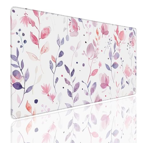 Tapis de souris sous main bureau à bords cousus rose grand format protecteur