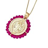 Collar Benedicto para mujeres y hombres, collares de santo con cuentas multicolores, medallas, Medalla De San Benito, Medalla Benito, Medalla