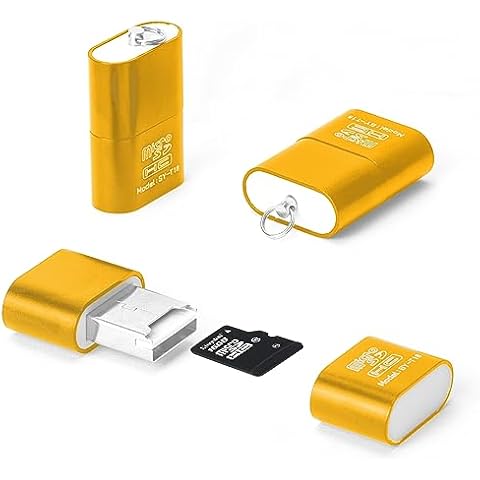 [3 Pack] Micro SD Card Reader for Android,Micro SD Card to USB Adapter, TF Card Reader with Mini Size for Camera Memory Card Reader, Wansurs Card Reader for PC Laptop (Golden) Cover