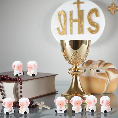 30 mini figuras de corderos de resina blancos miniatura 4