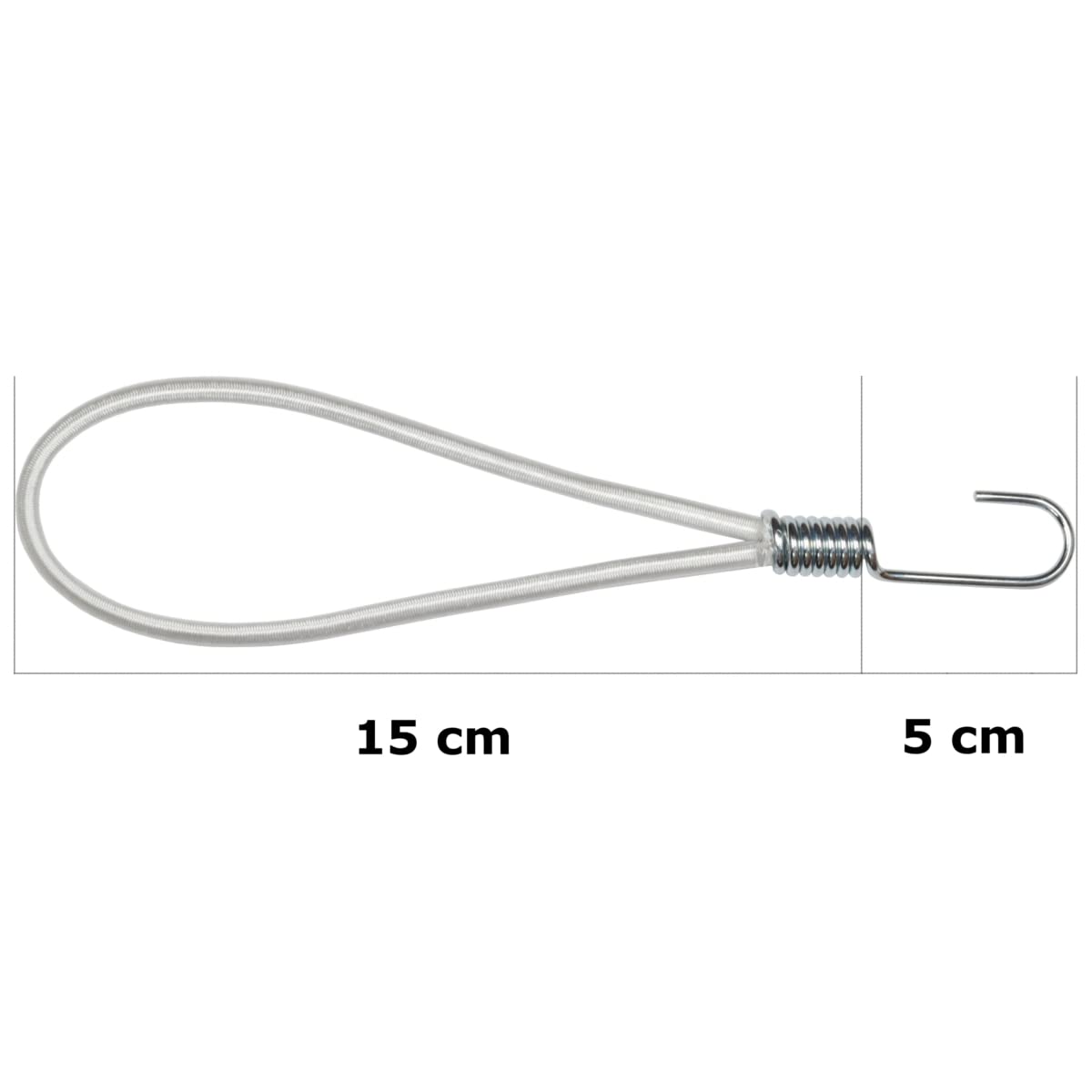 Corderie Italiane 002030355 Tenditore elastico ad anello in alta tenacità con gancio in ferro a cestello 6 mm - 15 cm, 100 pezzi