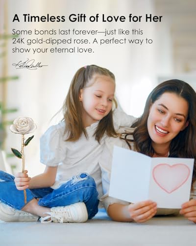 Image of 24K Gold Dipped Real Rose, Preserved Gift for Her, Ivory White