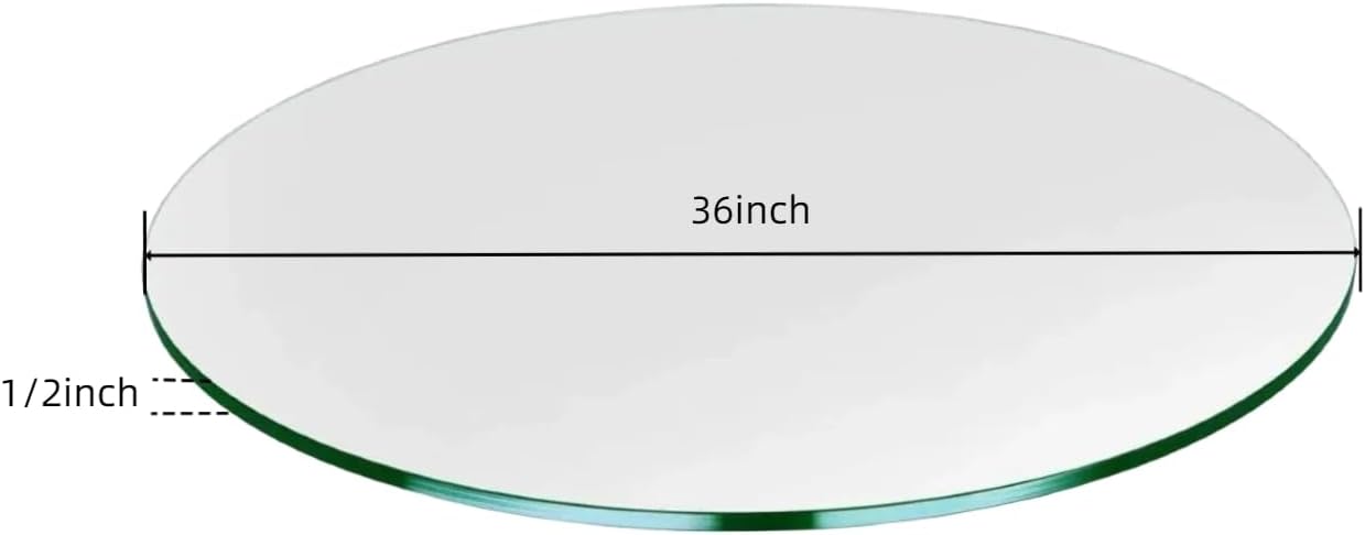 Custom 36" Round Tempered Glass Table Top - 1/2" Thick Flat Polished Edge Tempered Shelf Paneles