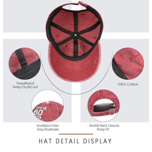 Image of 60th Birthday Gifts for Men Women 60 Year Old Gifts Decorations Took Me 60 Years to Look This Good Washed Cotton Hat