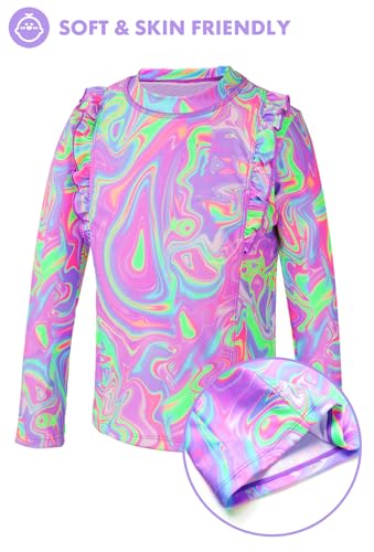 Image of Girls Swimsuit,Toddler Girls Bathing Suit Long Sleeve Rush Guard Swimwear,UPF 50+ Quick Dry Summer Beach Swimsuit