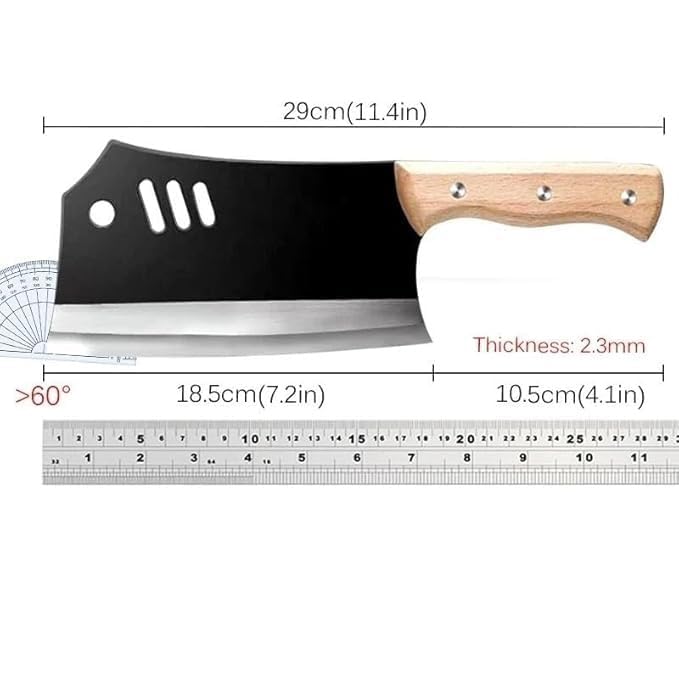 Image of 7.2-inch Meat Cleaver Knife, Butcher Knife, Boning Knife High Carbon Stainless Steel,Restaurant, Meat Cleaver Knife for Home,BBQ and Kitchen (1Piece, Black)