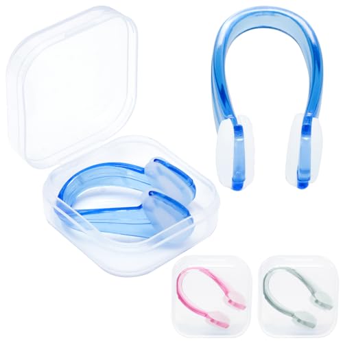Pinza Nariz Natación Adulto 3 Piezas Silicona Impermeable Clip de Nariz con Caja de Almacenamiento para Adultos Principiantes Tapones de Nariz Tapones de Nariz de Piscina Clip de Nariz de Natación
