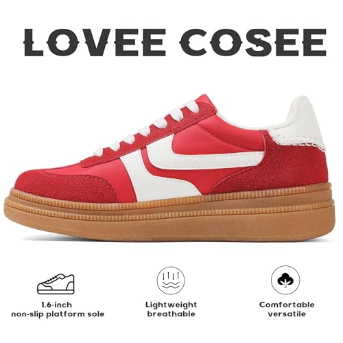 Lovee Cosee Platform Sneakers for Women Lace up Tennis Shoes Walking Dressy Comfortable Casual Fashion Retro Sneakers Vintage Shoes Street Style3