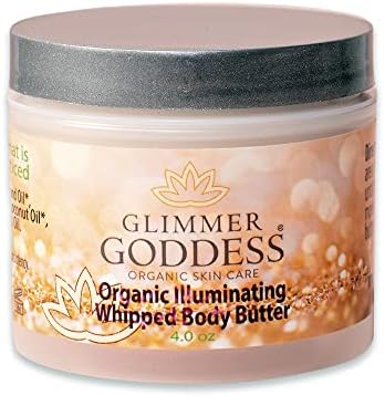 GLIMMER GODDESS Organic Whipped Body Butter - Subtle Level 1 Rose Gold Shimmer, 4.0 oz