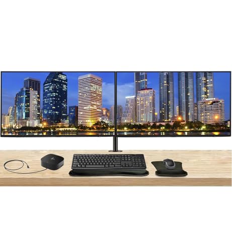 Image of HP Series 7 Pro 32-inch 732pk 4K UHD 2160p LCD HDR Monitor 2-Pack Bundled with Desk Mount Stand, USB-C Multiport G5 Dock, MK270 Wireless Keyboard & Mouse, Gel Mouse & Wrist Pad