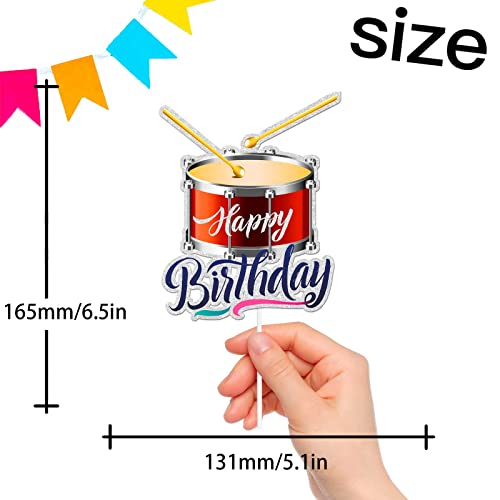Ybw S-CA-0026 Red&Blue Glitter Happy Birthday Drum Cake Topper Birthday For Musical Instruments Theme Decor Supplies 1St Baby Shower Boys Girls Kids Family Party Decorations thumb #1
