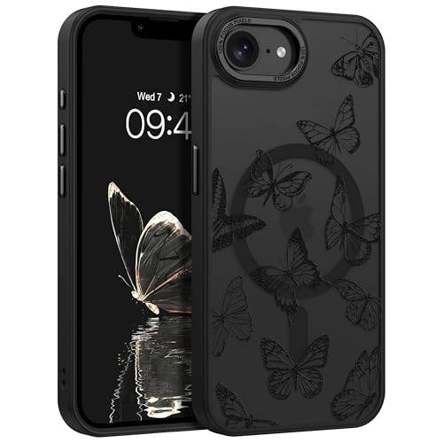 Coque iPhone 16e antichoc et magnétique à motif papillon élégant