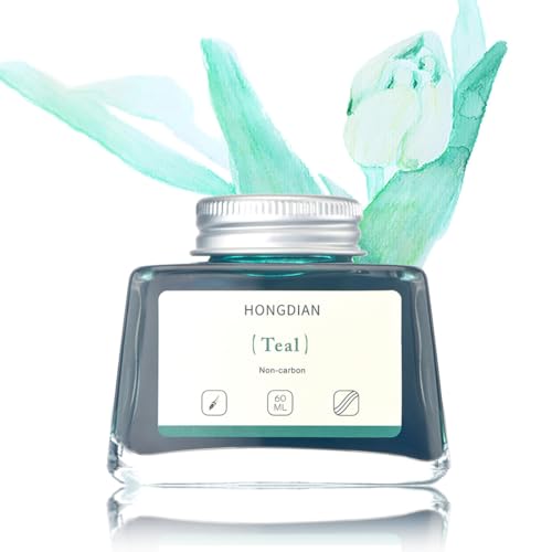 Image of Hongdian Fountain Pen Bottled Ink Teal Color, 60ml Non Carbon Inkwell Bottle, Artist Calligraphy Ink